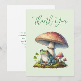 Tarjeta De Agradecimiento Frog Under a Mushroom Cute Nature
