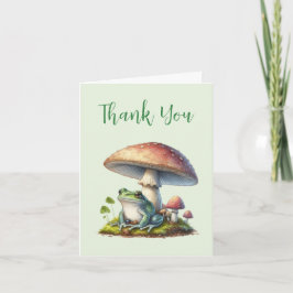 Tarjeta De Agradecimiento Frog Under a Mushroom Cute Nature