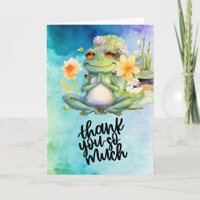 Tarjeta De Agradecimiento Frog Yoga muchas gracias (Anverso)