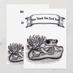 Tarjeta De Agradecimiento Froggy with Lotus Flower, agrega tu texto Gracias