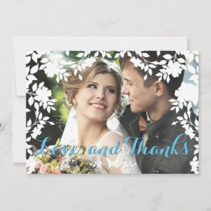 Tarjeta De Agradecimiento Frontera de flores románticas   Boda Gracias