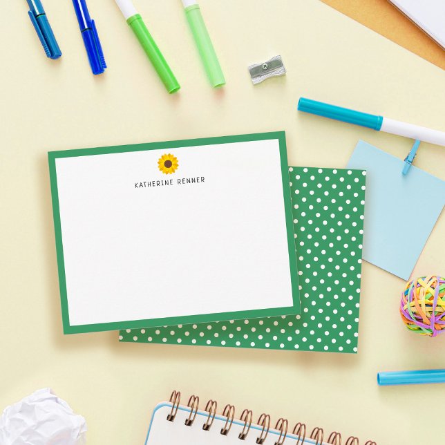 Tarjeta De Agradecimiento Frontera verde girasol personalizada (Subido por el creador)