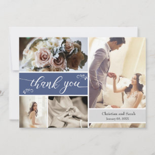 Tarjeta De Agradecimiento Frosty Winter azul Boda Gracias