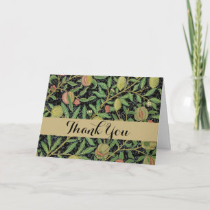 Tarjeta De Agradecimiento Fruta de granada oscura patrón de William Morris