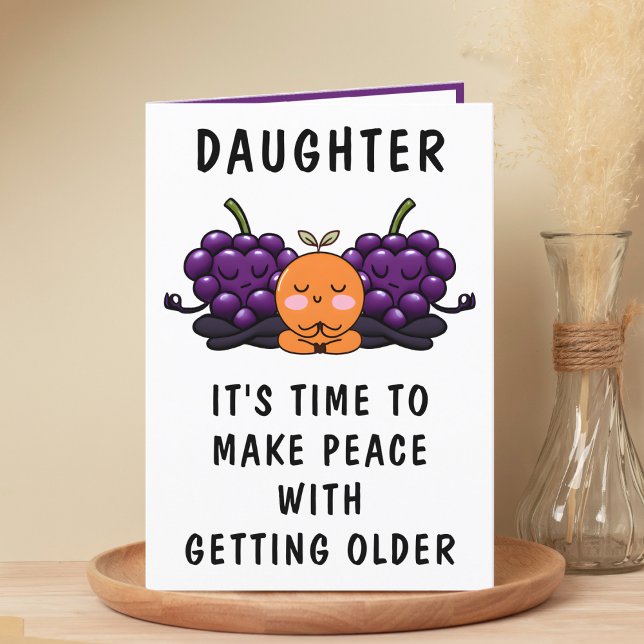 Tarjeta De Agradecimiento Fruta divertida que hace feliz cumpleaños a la hij (Funny Fruit Getting Old Daughter Happy Birthday Thank You Card)