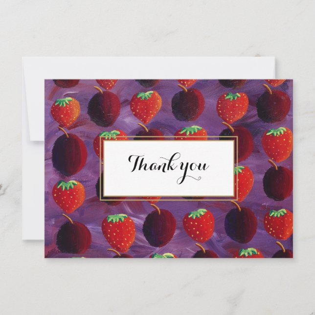 Tarjeta De Agradecimiento Frutas Rojas País Elegante Gracias (Anverso)