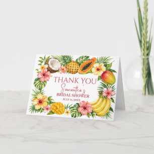 Tarjeta De Agradecimiento Frutas Tropicales Coco Ducha Nupcial Hawaiana