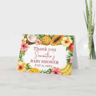 Tarjeta De Agradecimiento Frutas Tropicales Piña Baby Shower Hawaiano
