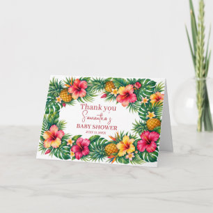 Tarjeta De Agradecimiento Frutas Tropicales Piña Baby Shower Hawaiano