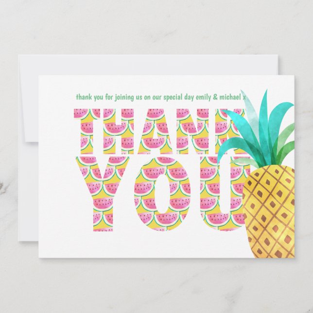 Tarjeta De Agradecimiento Fruto Tropical GRACIAS Watermelón Piña (Anverso)