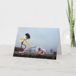 Tarjeta De Agradecimiento Fubby speelt buiten met dier.