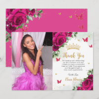 Fuchsia Floral de color rosa caliente Quinceañera