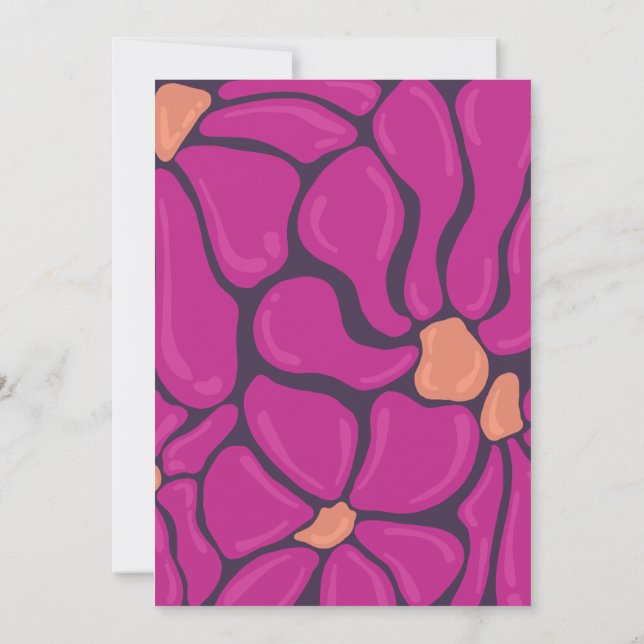 Tarjeta De Agradecimiento Fuchsia Floral Motif Note Card (Reverso)