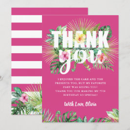 Tarjeta De Agradecimiento Fuchsia Pink Tropical Greeneration Floral Cumpleañ