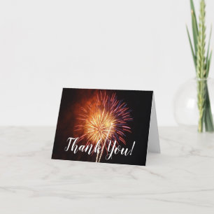 Tarjeta De Agradecimiento Fuegos Artificiales Rojos, Blancos y Azules Patrió