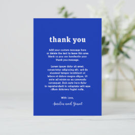 Tarjeta De Agradecimiento Fuente Retro Azul Zafiro Boda Moderna