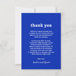 Tarjeta De Agradecimiento Fuente Retro Sapphire Azul Boda Moderna