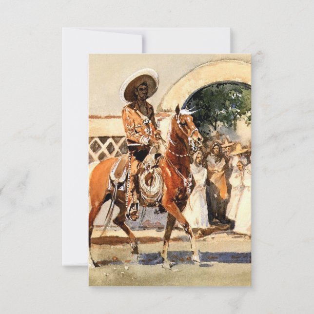 Tarjeta De Agradecimiento "Fuera de una iglesia mexicana" por Edward Borein (Anverso)