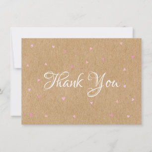 Tarjeta De Agradecimiento Fuerza Rústica Corazones Rosas Gracias