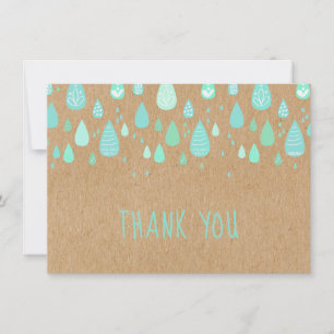 Tarjeta De Agradecimiento Fuerza Rústica Gotas de Lluvia Verde Menta Escritu