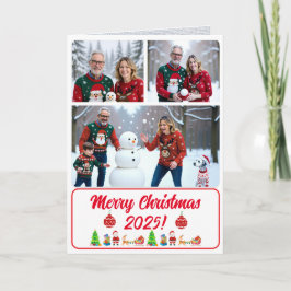 Tarjeta De Agradecimiento Fully Custom 3 Photo Traditional Folded Xmas Card