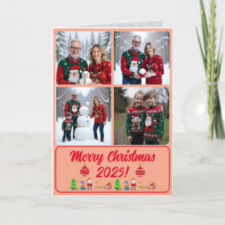 Tarjeta De Agradecimiento Fully Custom 4 Photo Traditional Folded Xmas Card