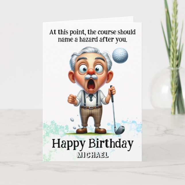 Tarjeta De Agradecimiento *~* Fun Age Man AP94 Golf Hazard Birthday Card (Anverso)