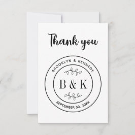 Tarjeta De Agradecimiento Fun bucal botánico Monograma Boda Nombre de la par