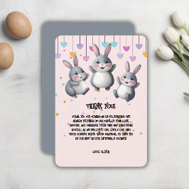 Tarjeta De Agradecimiento Fun Colorful Cute Hoppers Bunny Baby Shower