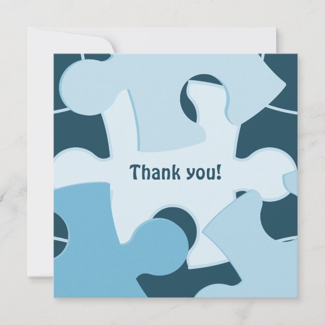 Tarjeta De Agradecimiento Fun Jigsaw Puzzle Pieces in Blue Thank You Card (Anverso)