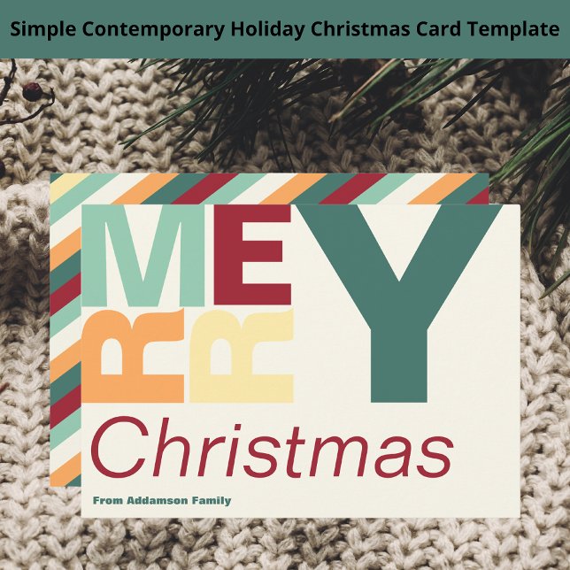 Tarjeta De Agradecimiento Fun Merry Christmas Contemporary Family Name Card (Subido por el creador)