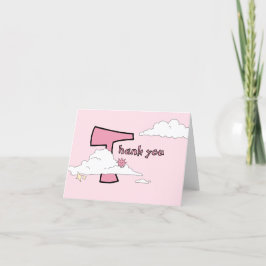 Tarjeta De Agradecimiento Fun Pink Doodle Cloud Baby Shower