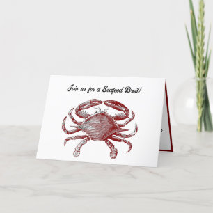 Tarjeta De Agradecimiento Fun Red Pencil Sketch Crab con Vibe Fiesta Costero