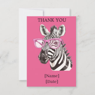 Tarjeta De Agradecimiento Fun Safari Animal Design - Zebra