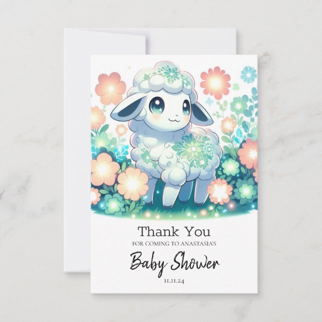 Tarjeta De Agradecimiento Fun Sheep Baby Shower (Anverso)