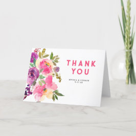 Tarjeta De Agradecimiento Fun Vibrant Violet Fuchsia Floral
