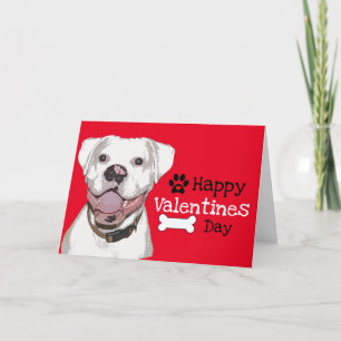 Tarjeta De Agradecimiento Fun White Boxer Dog Valentine