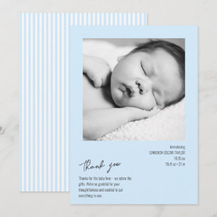 Tarjeta De Agradecimiento Funda Minimalista Moderna de Bebé Azul Nacimiento