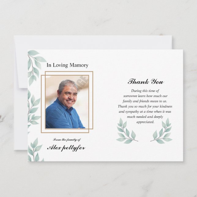 Tarjeta de agradecimiento funeral (Anverso)