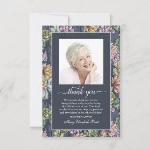 Tarjeta De Agradecimiento Funeral Blue Floral Photo Card
