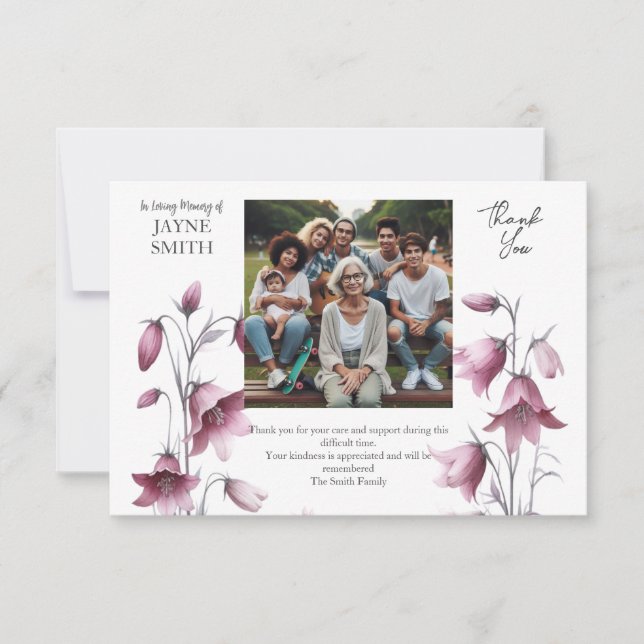 Tarjeta De Agradecimiento Funeral botánico moderno (Anverso)