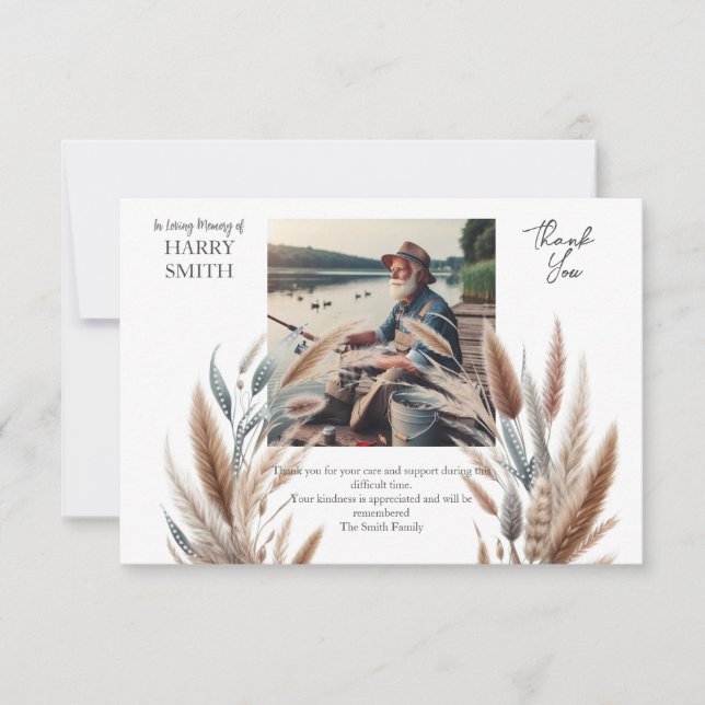 Tarjeta De Agradecimiento Funeral botánico moderno (Anverso)