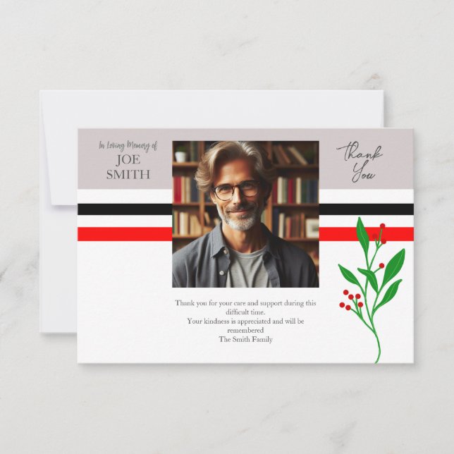 Tarjeta De Agradecimiento Funeral botánico moderno (Anverso)