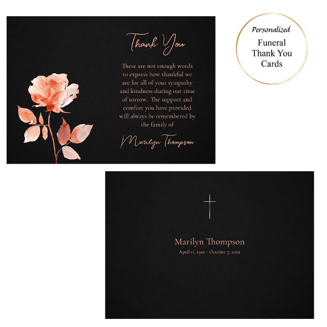 Tarjeta De Agradecimiento Funeral Católico De La Flor De Peach Ethereal (Subido por el creador)