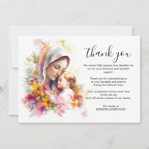 Tarjeta De Agradecimiento Funeral Católico Pésame Simpatía Virgen María