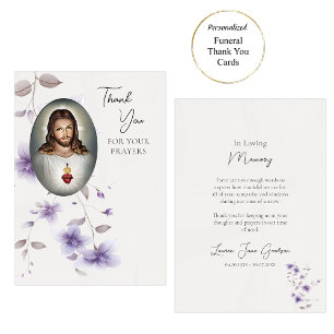 Tarjeta De Agradecimiento Funeral Católico Romano del Sagrado Corazón de Jes