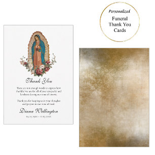 Tarjeta De Agradecimiento Funeral Católico Romano Nuestra Señora de Guadalup