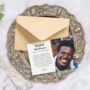 Tarjeta de agradecimiento funeral con foto a doble