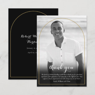 Tarjeta de agradecimiento funeral con foto en blan