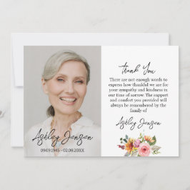 Tarjeta de agradecimiento funeral con foto floral
